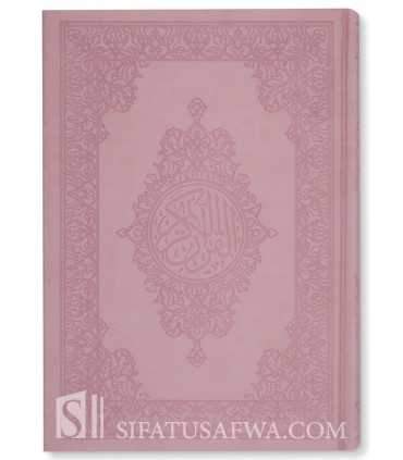 Coran Rose Clair Effet Cuir Grave Pages Bleutes